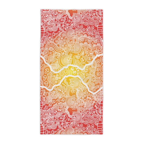 Vibrant Coral Reef Beach Towels – Wandering the Land (sunset) - Image 9