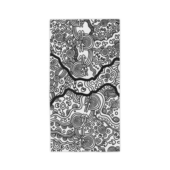 Vibrant Coral Reef Beach Towels – Kangaroo Dreaming (B&W) - Image 5