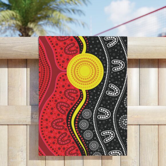 Vibrant Coral Reef Beach Towels –  Flag Sunset - Image 7