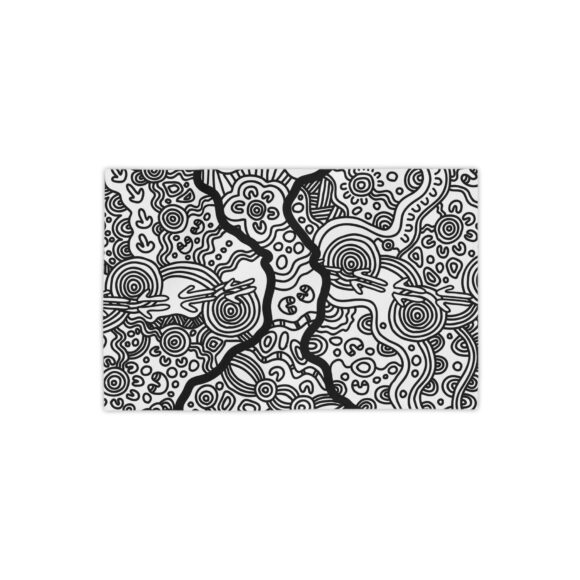 Vibrant Coral Reef Beach Towels – Kangaroo Dreaming (B&W) - Image 2