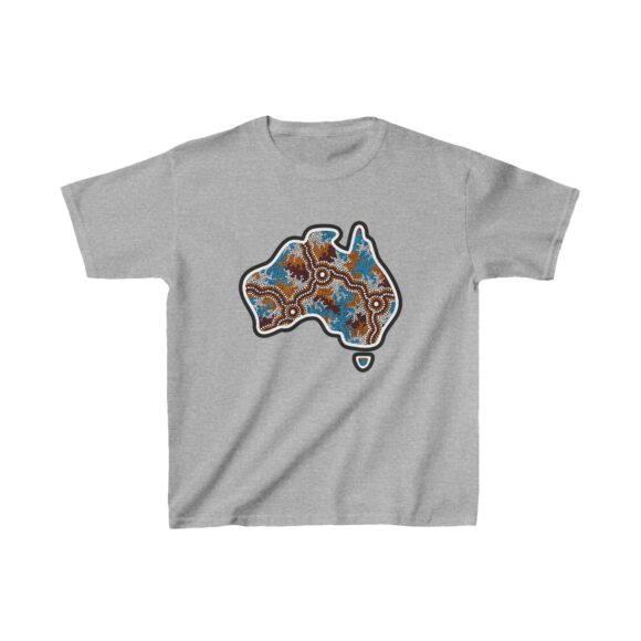 Kids Heavy Cotton Tee - Aboriginal Map Wetlands - Image 5