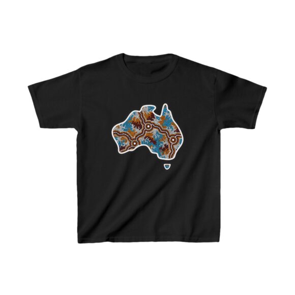 Kids Heavy Cotton Tee - Aboriginal Map Wetlands