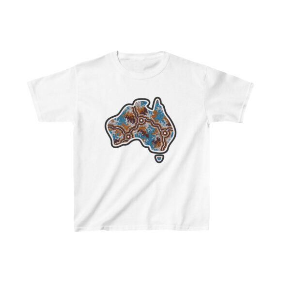 Kids Heavy Cotton Tee - Aboriginal Map Wetlands - Image 3