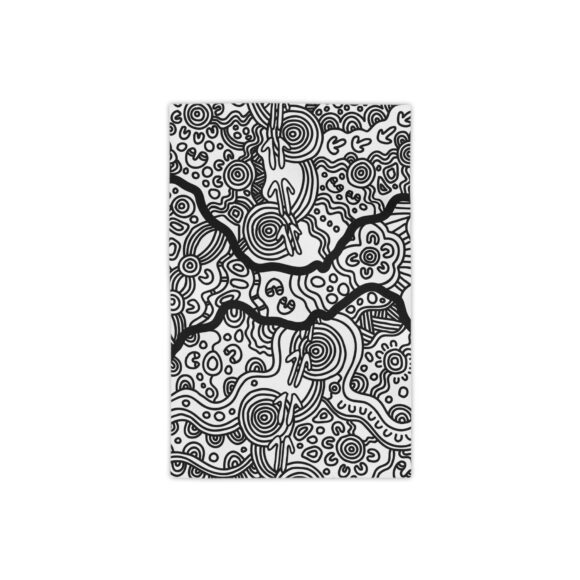 Vibrant Coral Reef Beach Towels – Kangaroo Dreaming (B&W)