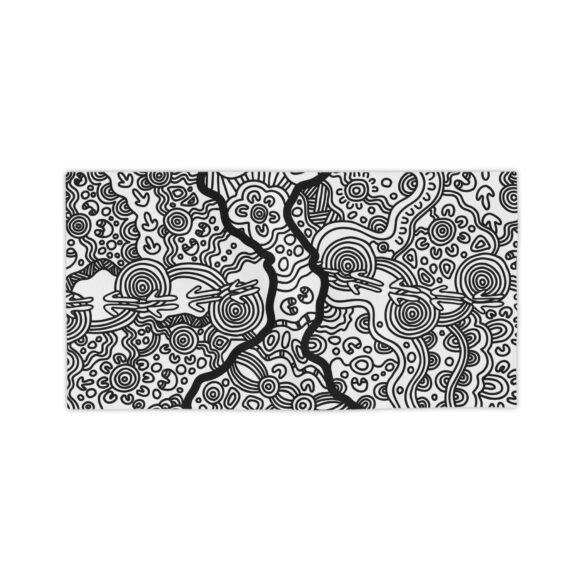 Vibrant Coral Reef Beach Towels – Kangaroo Dreaming (B&W) - Image 6