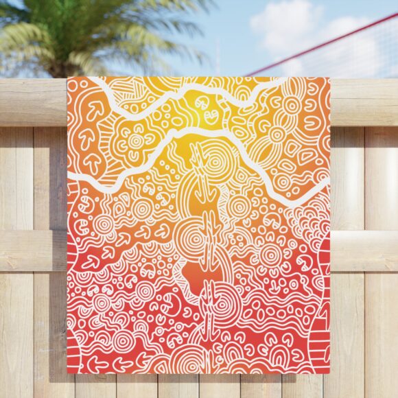 Vibrant Coral Reef Beach Towels – Wandering the Land (sunset) - Image 11