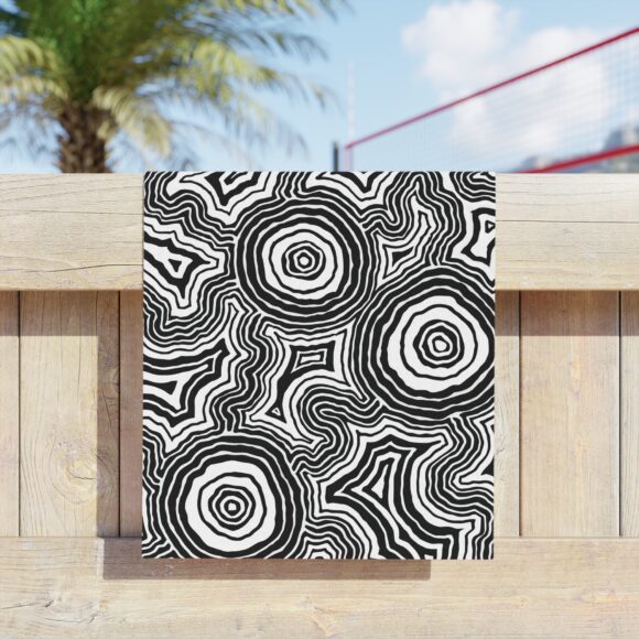 Vibrant Coral Reef Beach Towels – Pathways (b&w) - Image 3