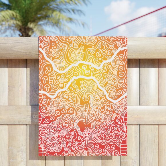 Vibrant Coral Reef Beach Towels – Wandering the Land (sunset) - Image 7