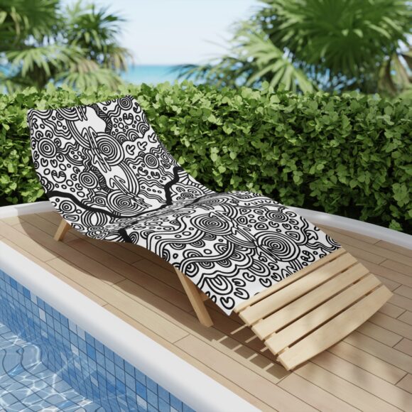 Vibrant Coral Reef Beach Towels – Kangaroo Dreaming (B&W) - Image 12