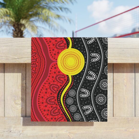 Vibrant Coral Reef Beach Towels –  Flag Sunset - Image 3