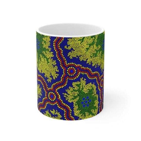 Authentic Aboriginal Art - Ceramic Coffee Cup - Grasslands