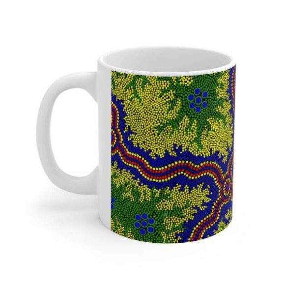 Authentic Aboriginal Art - Ceramic Coffee Cup - Grasslands - Image 2